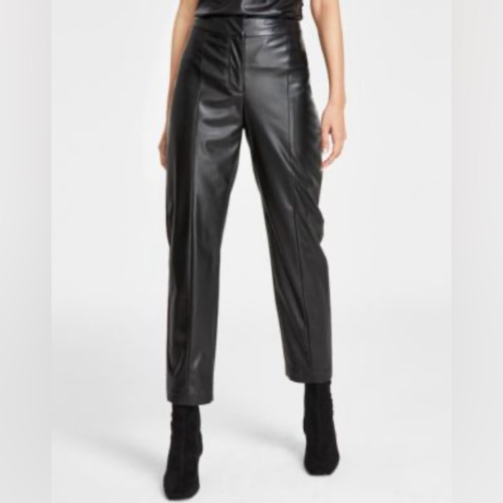 NWT $99 DKNY Black Leather Women's Pants